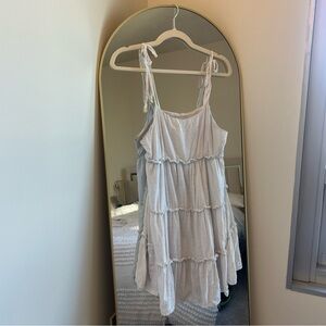 Flare Tiered Sundress with Textured Polka Dots